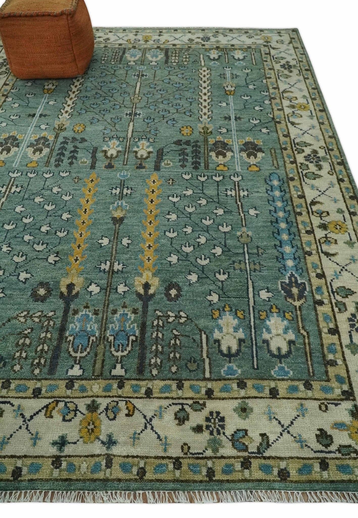 The Rug Decor, Inc. - Wholesale Area Rug - Aqua 5x8, 6x9, 8x10, 9x12, 10x14 and 12x15 Hand Knotted Blue and Ivory Traditional Persian Vintage Heriz Serapi Wool Rug | TRDCP5998102