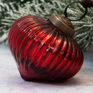 2,5 cm rote gerippte Laterne aus Glas, Weihnachtsdekoration für den Großhandel von Bollywood Christmas