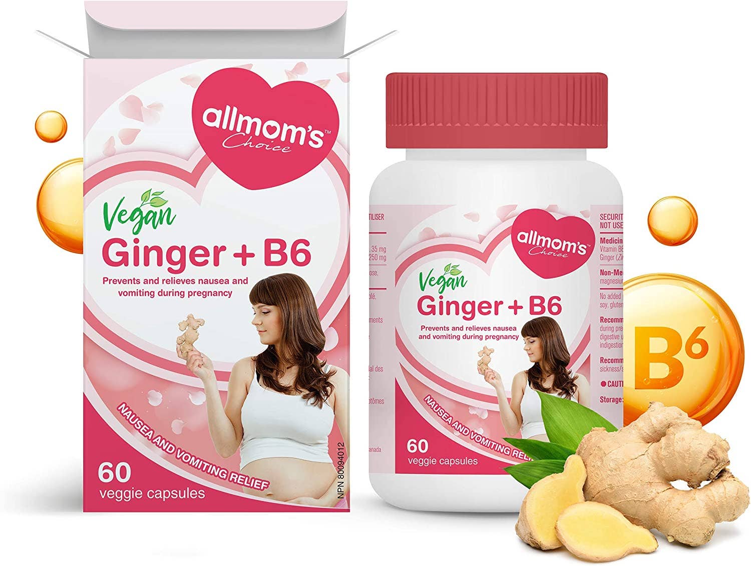 Allmom’s Choice - Wholesale Pre-Natal Supplement - Maternity - Allmom's Choice Vegan Ginger+B6 Morning Sickness Supplement0