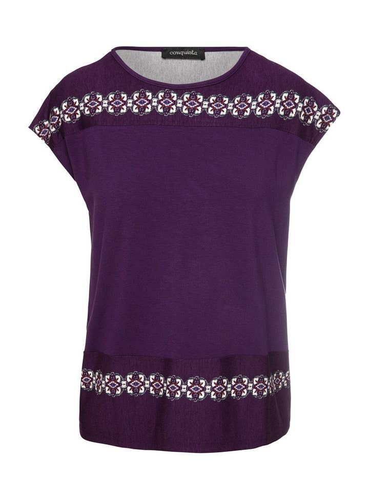 Top con dettagli in stampa orientale per la vendita all'ingrosso da parte di conquista