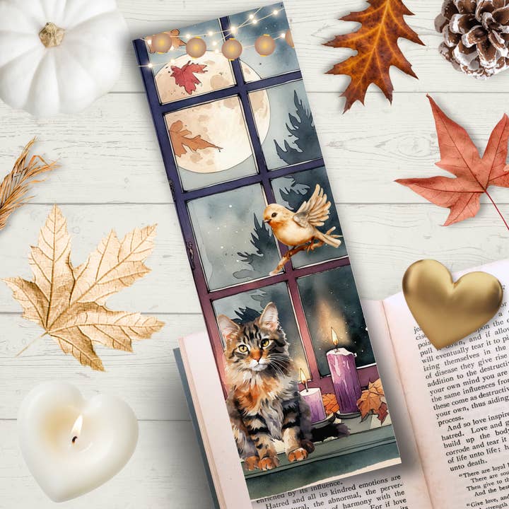 Bookmark The Window of Autumn Purrs for wholesale by Les Moonettes
