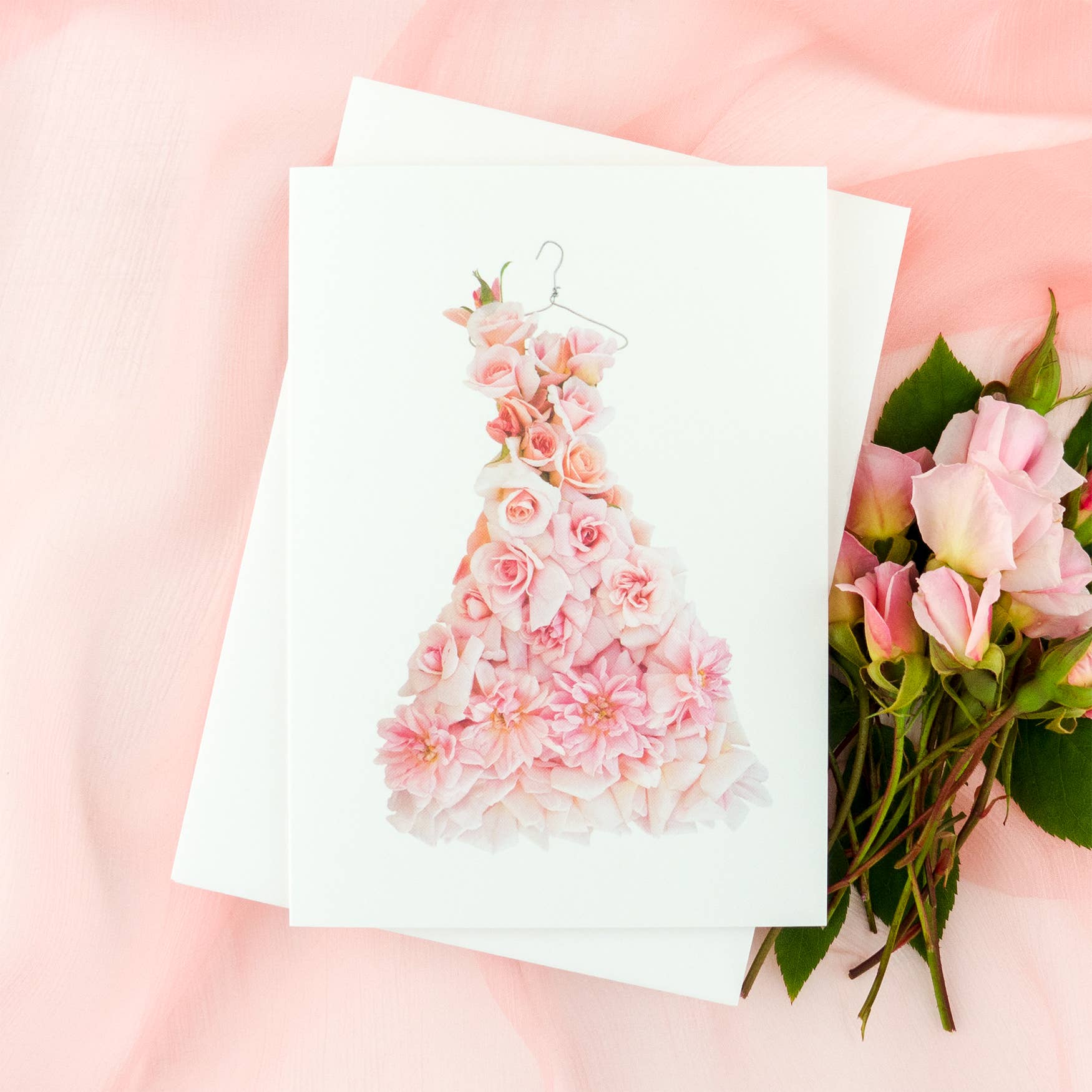 petal & pins - Wholesale Everyday Greeting Card - Cécile Brünner Rose Dress – Floral Greeting Card2