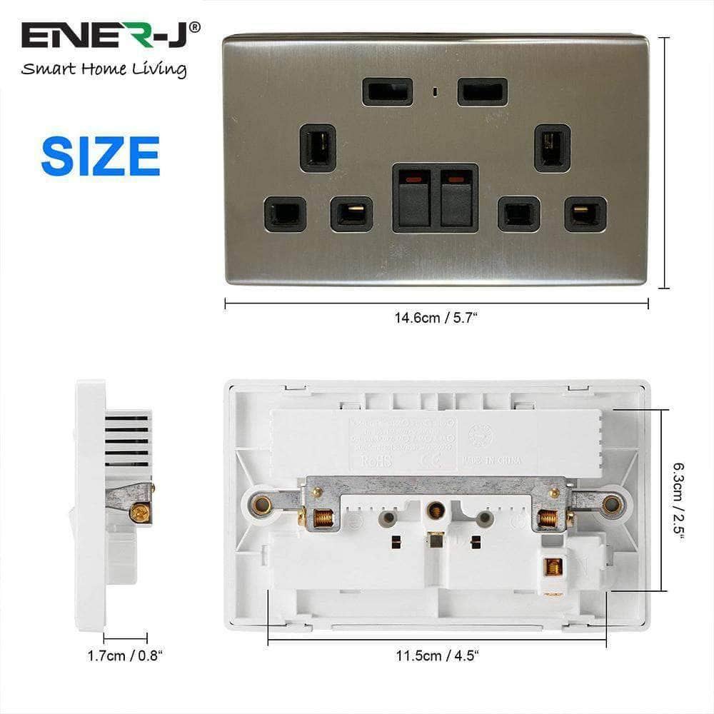 ENER-J – Adaptador de corrente por atacado – Tomadas de parede gêmeas inteligentes com portas USB 2 Usb, (prata)6