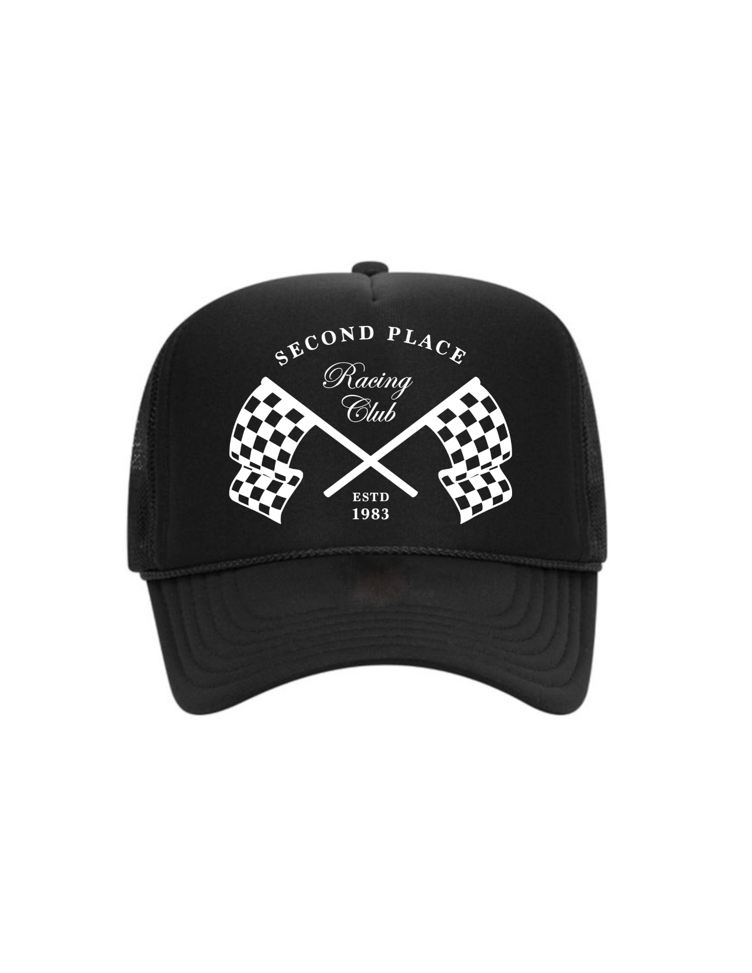 Not From Malibu - Wholesale Trucker Hat - Women's - Second Place Racing Trucker Hat (Black)1