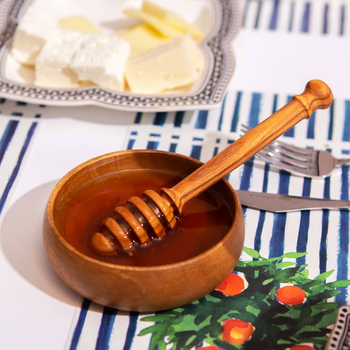 Olive Wood Mini Honey Dipper for wholesale by Crystalia
