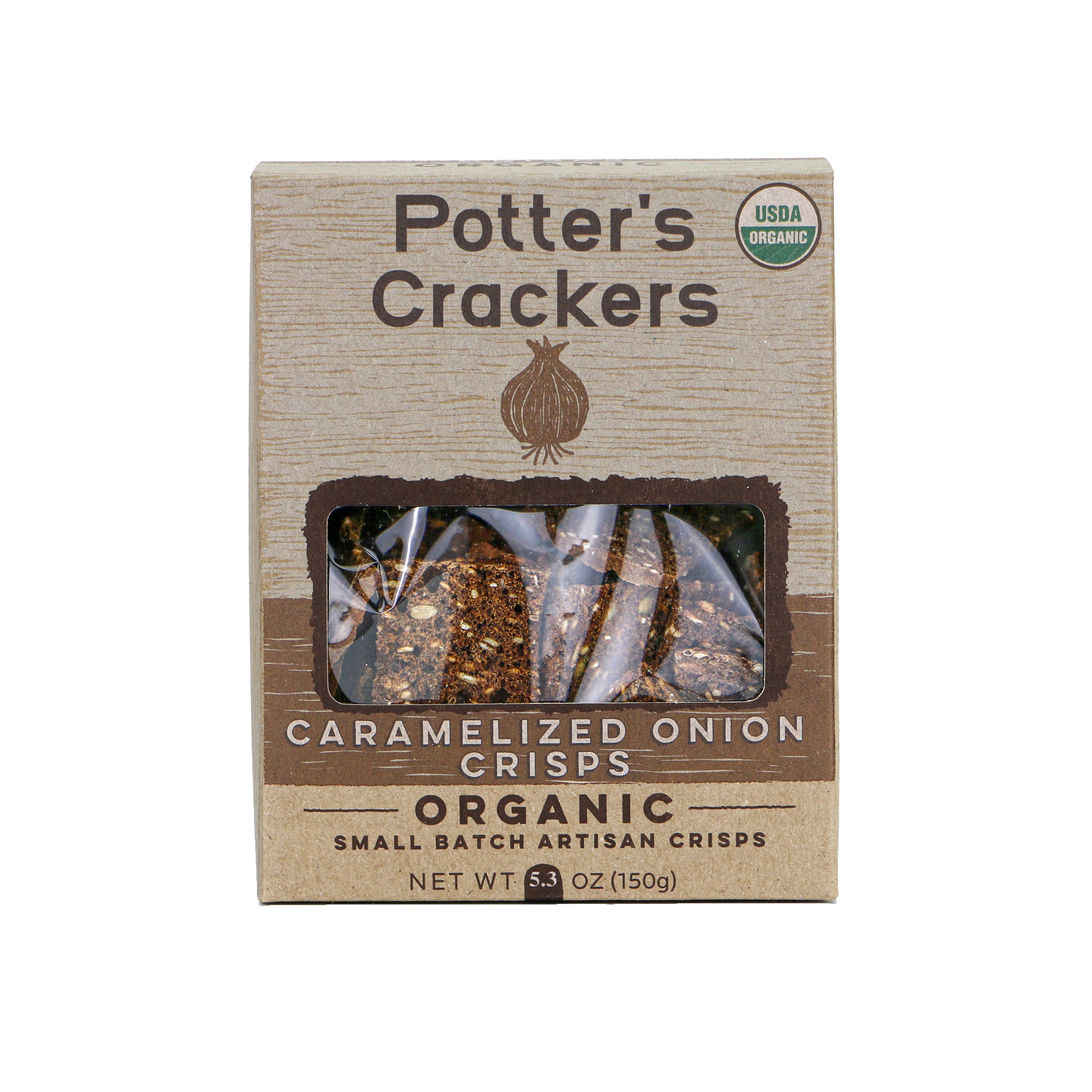 Potter’s Crackers - Vente Biscuit salé - Croustilles aux oignons caramélisés biologiques Potter's Crackers1