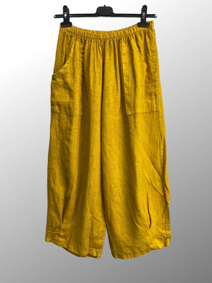 la maison des fibres naturelles - Wholesale Pants - Women's - wide linen trousers 6353 +size 100% linen made in Italy