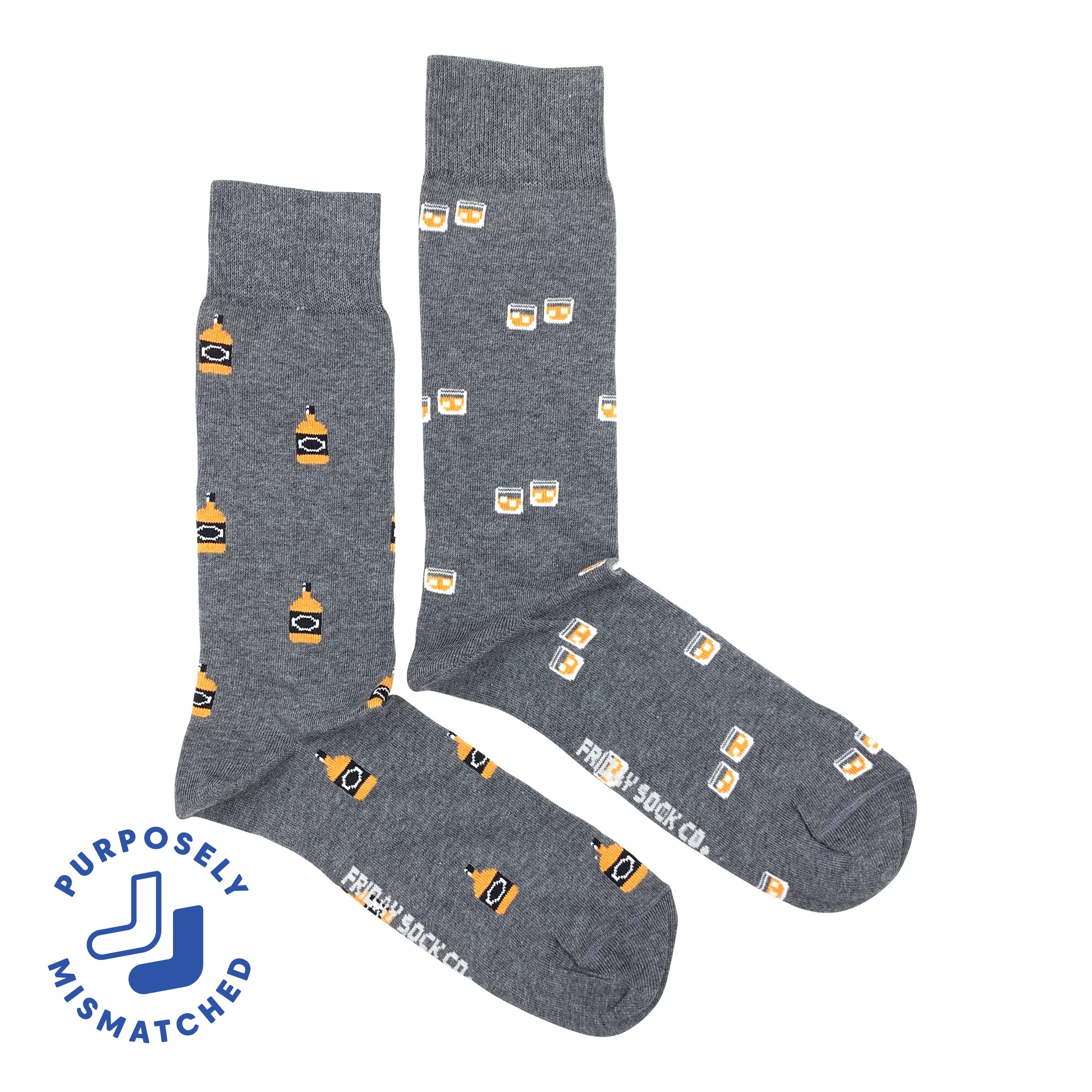 Friday Sock Co. - Vendita all'ingrosso Calzini - Uomo - Calzini da Uomo con Motivo Whiskey e Bicchieri
