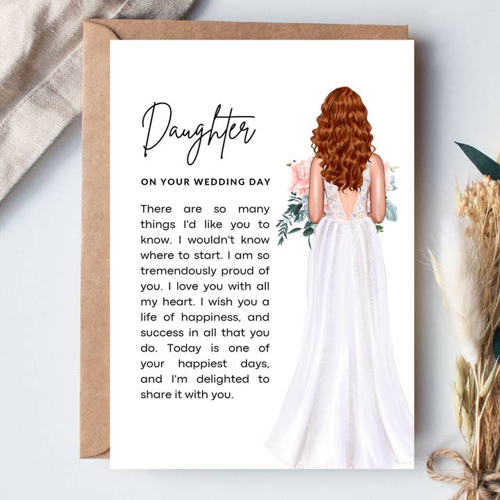 Boho Babe UK Studio – wholesale Wedding card – Daughter on your Wedding Day Printed Poem Keepsake
