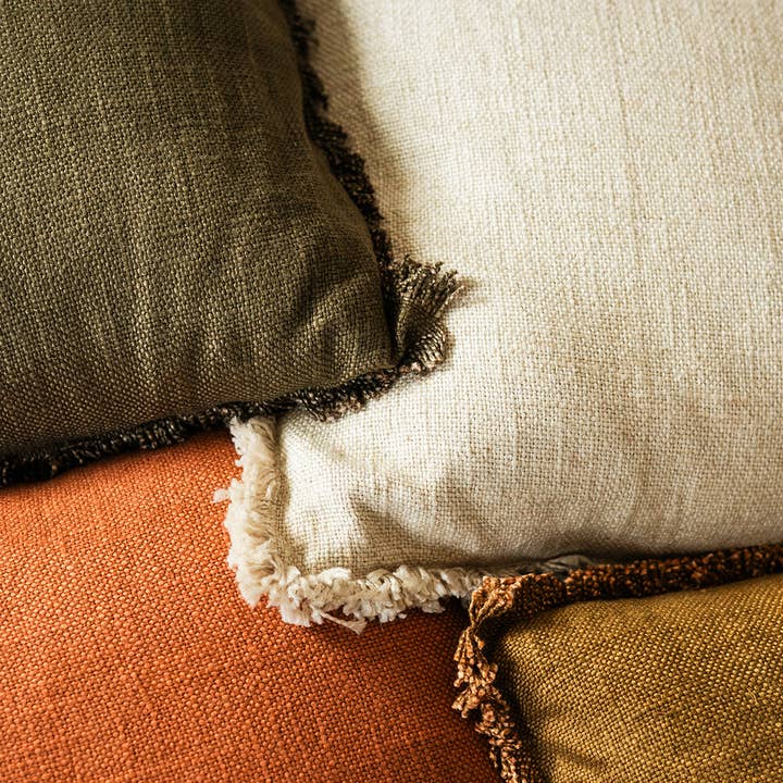 Co.House Designs - Wholesale Throw/Decorative Pillow - Luxe Linen Fringe Edge Square Throw Pillow