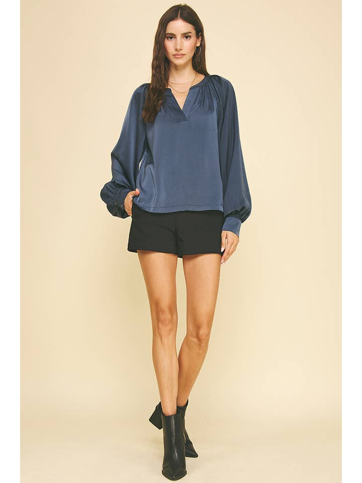 PINCH - Wholesale Blouse - Women's - V-NECK WOVEN BLOUSE TOP - 6183T17