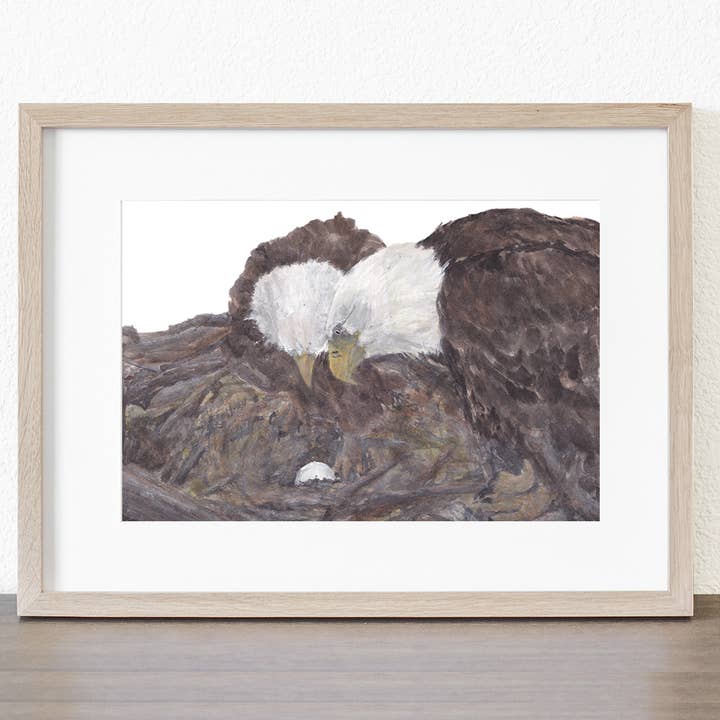 Eagles Expecting Giclee Wall Decor, Bird Art, Watercolor for wholesale by Joy Neasley Studios