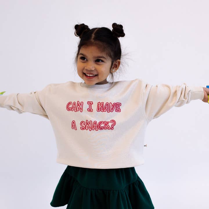 CAN I HAVE A SNACK | in pink | oversized drop shoulder | KIDS for wholesale by Minimalist Folk Co.