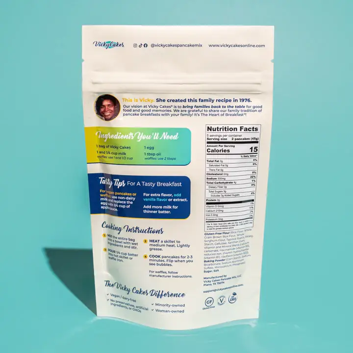 Vicky Cakes Pancake & Waffle Mix - Wholesale Pancake Mix - Original Gluten-free Pancake and Waffle Mix2