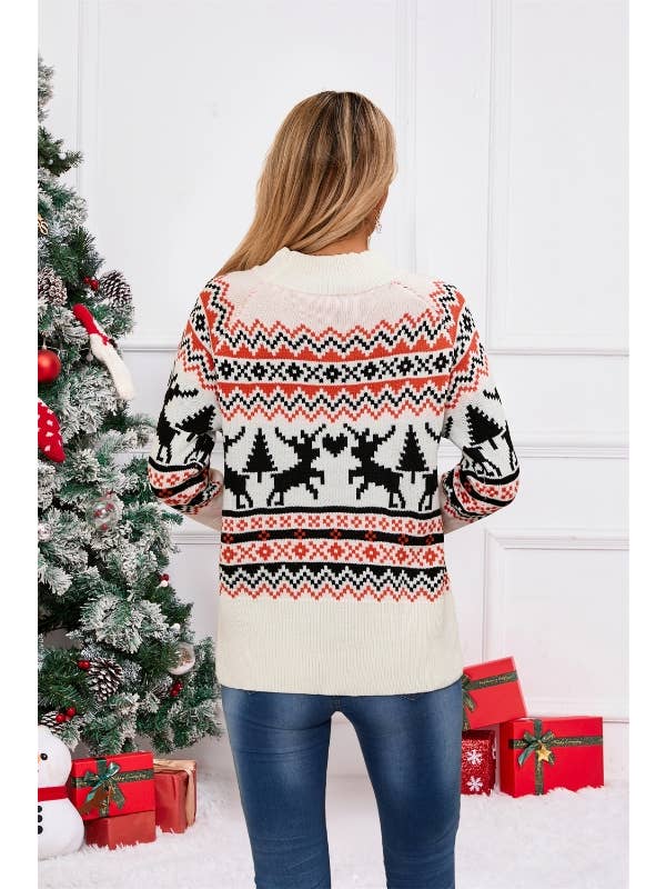 Miss Sparkling - Wholesale Tunic Sweater - Women's - Reindeer holiday sweater
