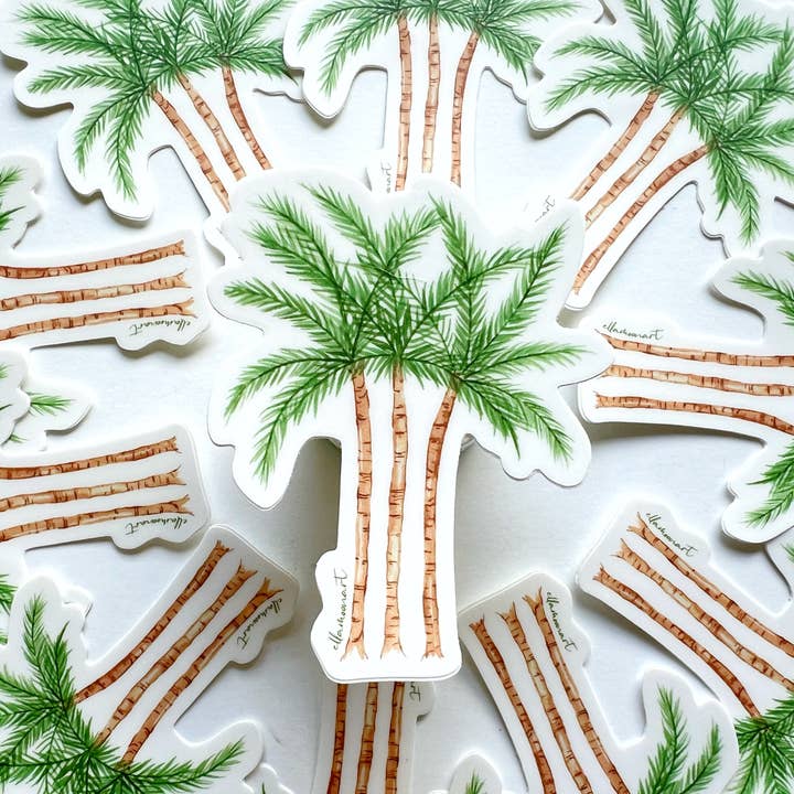Palmboomsticker | Aquarel | Kunststicker | Vinyl voor wholesale door Ellamoonart