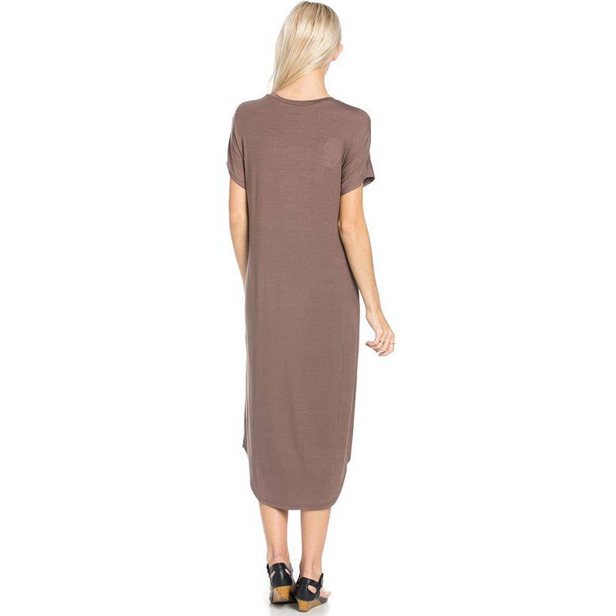 Azules Clothing - Wholesale Dress - Women's - ADM-8252RS Loose fit Crew Neck Hem Midi Dress58