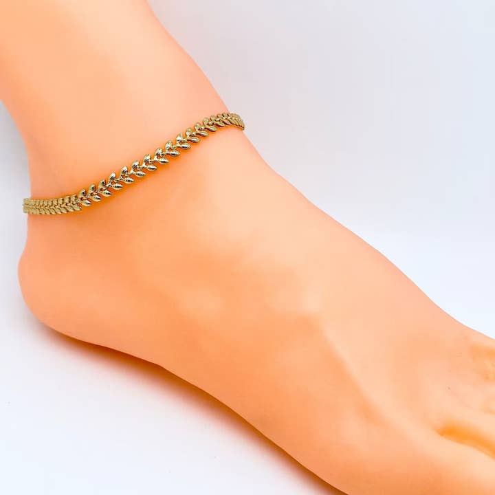 Mio Queena - Wholesale Anklet - Wheat Ear Design Gold-plated Chain Anklet1