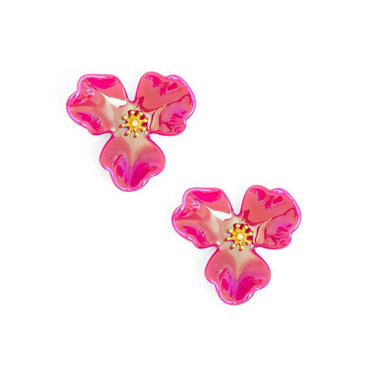ZENZII Jewelry - Wholesale Stud/Post Earrings - Iridescent Resin 3-Petal Stud Earring