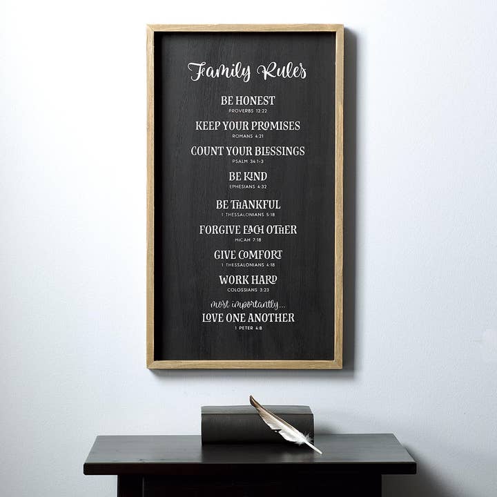 Christian Art Gifts - Wholesale Plaque - Wall Art Family Rules2