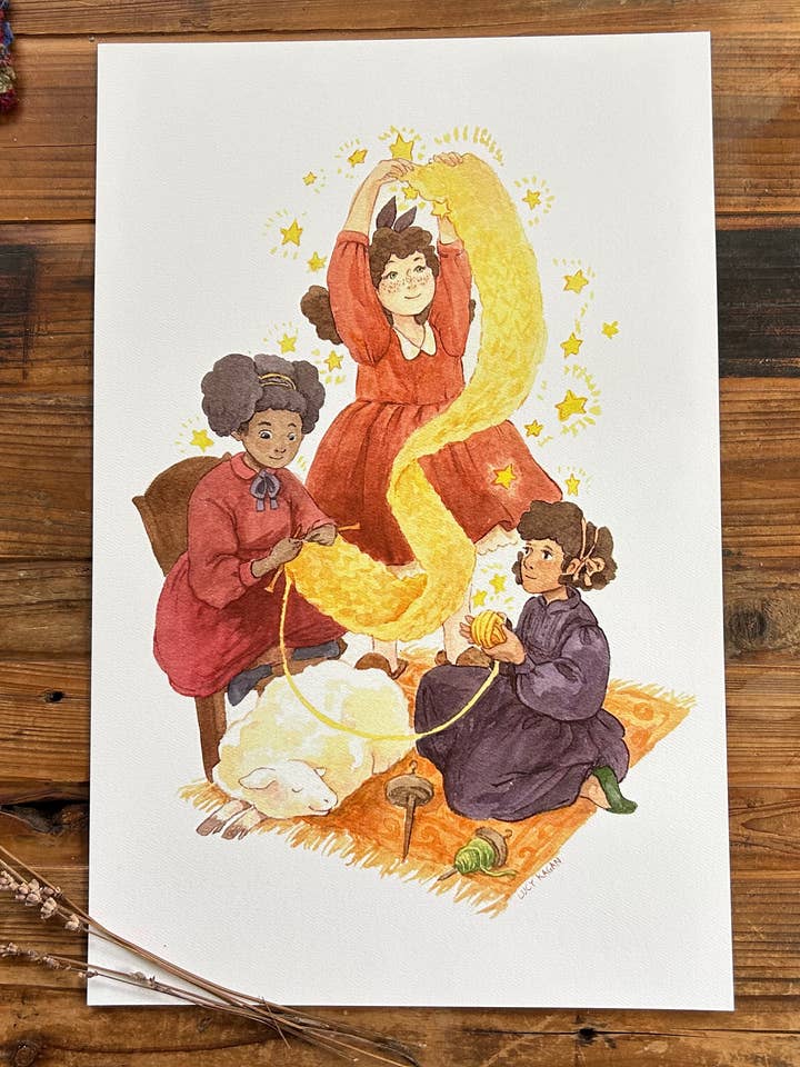 Spinning Sisters 11 x 17” Art Print for wholesale by Cottonbook