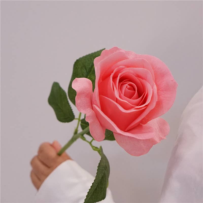 Sweet Home Deco - Vente Fleurs artificielles - Tige de rose épanouie à toucher réaliste de 19'', rose de printemps en ROSE2