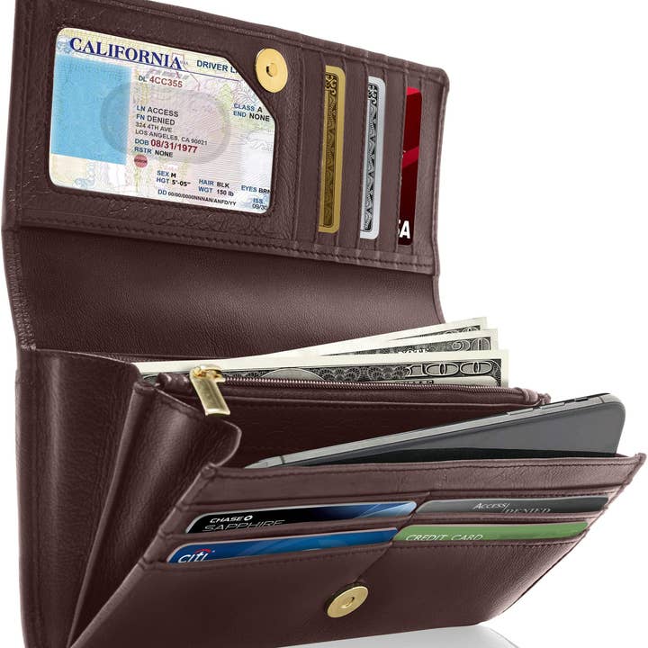 Access Denied Accessories - Wholesale Wallet - Women's - Accordion Clutch Wallet for Women Removable Checkbook Holder