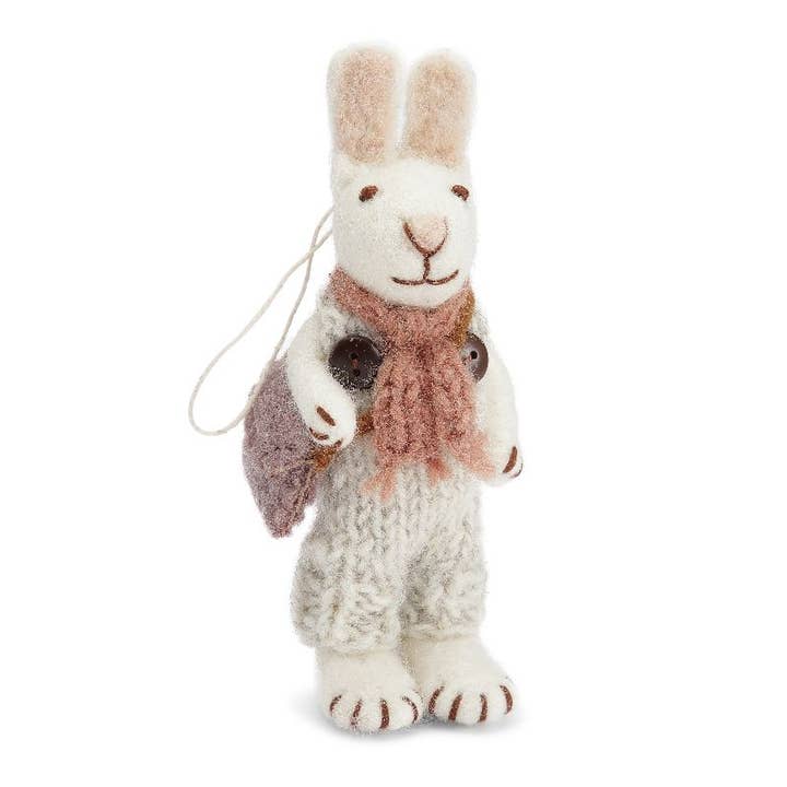 White Bunny with Rose Scarf and Grey Pants for wholesale by Gry and Sif