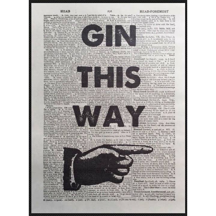 Impressão de dicionário de gim - citação de álcool - impressão de arte de parede peculiar por atacado de Parksmoonprints