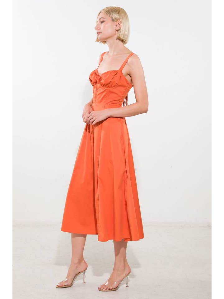 FLYING TOMATO - Wholesale Dress - Women's - A solid woven midi dress - FD1169