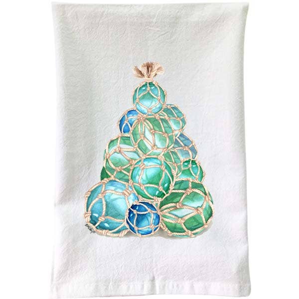 Christmas - Glass Float Tree Flour Sack Towel for wholesale by B McVan Designs