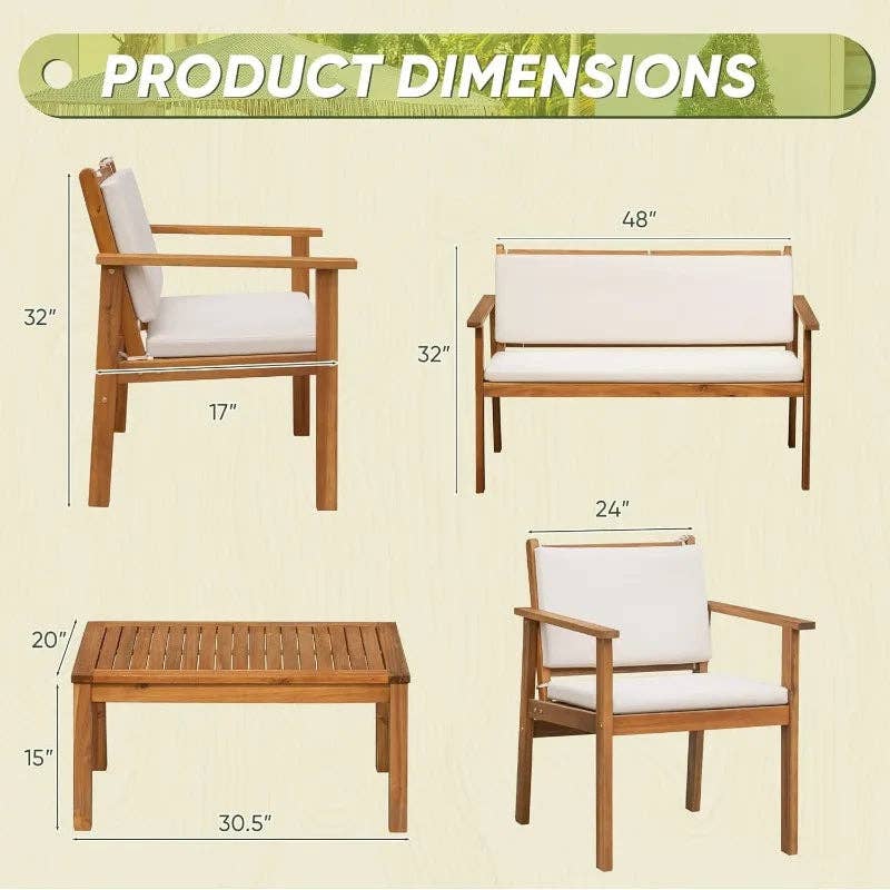 BlakOutlet - Wholesale Patio Set - Patio Furniture 4-piece outdoor acacia wood patio set2