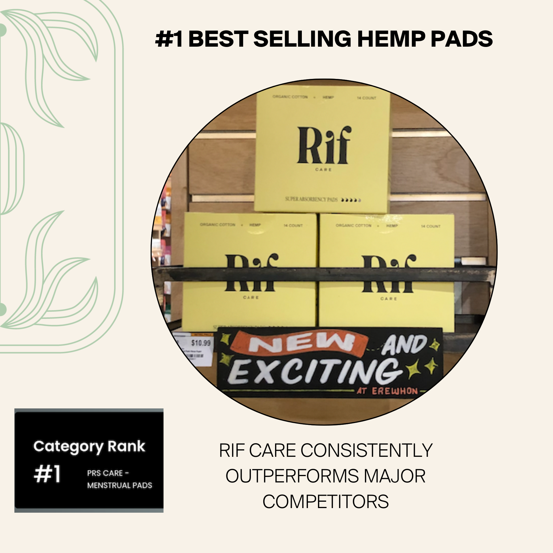 Rif Care - Vendita all'ingrosso Slip per il ciclo mestruale - Donna - Assorbenti lunghi in fibra di canapa biologica biodegradabile per la notte (10 pz)4