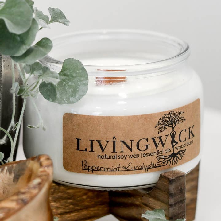 Pepermunt en eucalyptus - Hand gegoten sojakaars - 10oz voor wholesale door LIVINGWICK