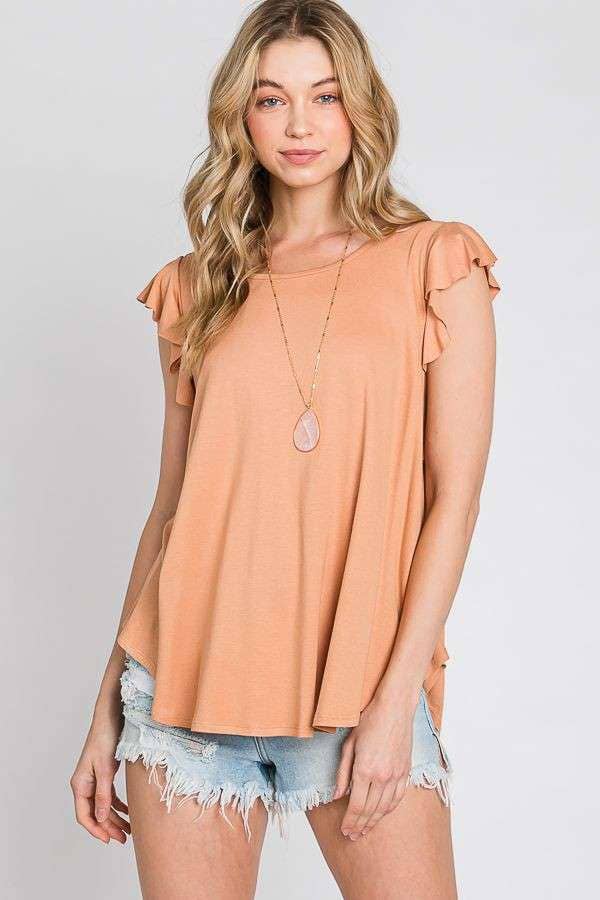 JADE BY JANE - Wholesale Tunic - Women's - Sleeveless Ruffle Top - KRT10373