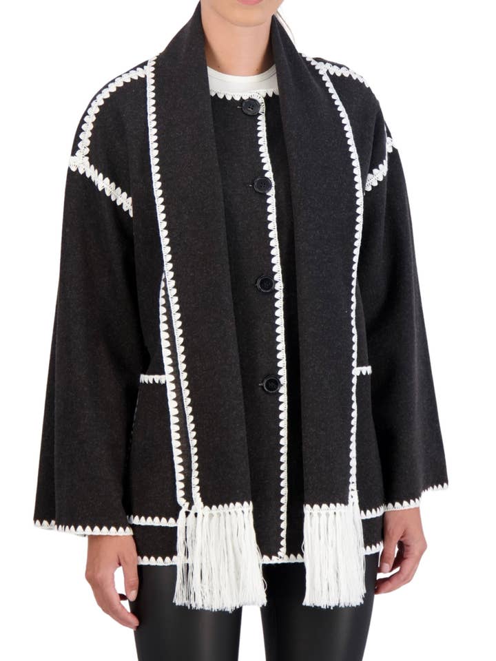 Bufanda vegana de cachemir con ribete de punto de látigo para venta al por mayor de Ookie & Lala / O&L