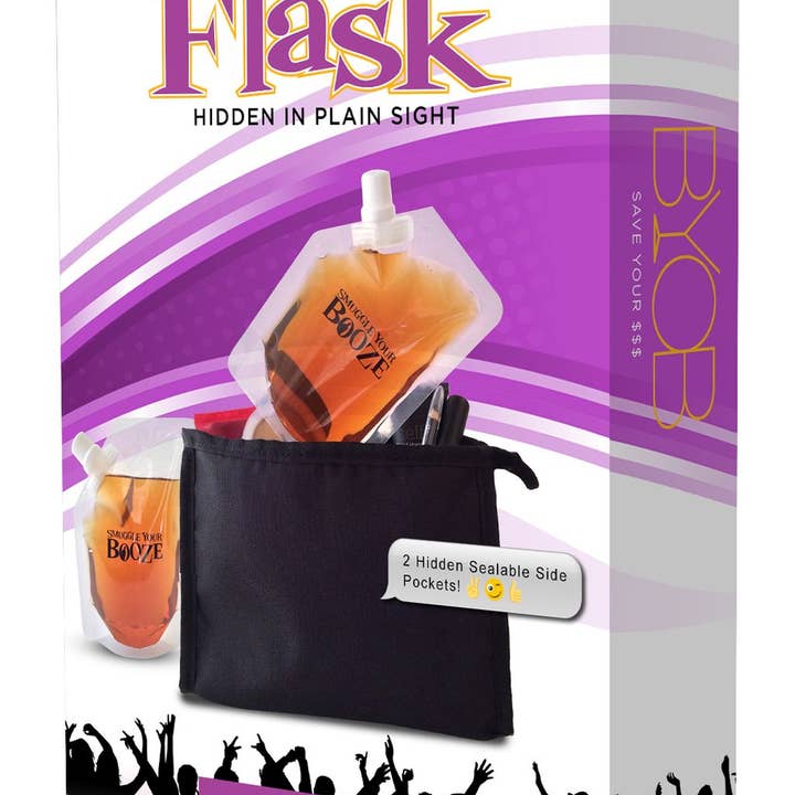 Smuggle Your Booze - Wholesale Make-up/cosmetic bag - Cosmetic Bag Includes 2 Soft Flasks & Funnel2