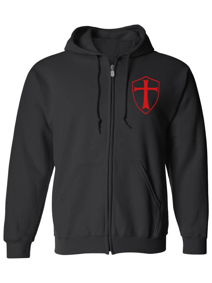 Knights Templar Christian Crusader Shield Full Zip Up Hoodie for wholesale by Multi-Vendor Sales