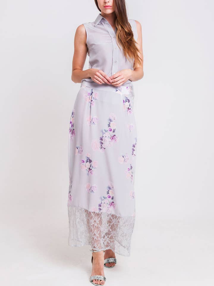 Rose Silk Maxi Skirt for wholesale by Sophie Cameron Davies