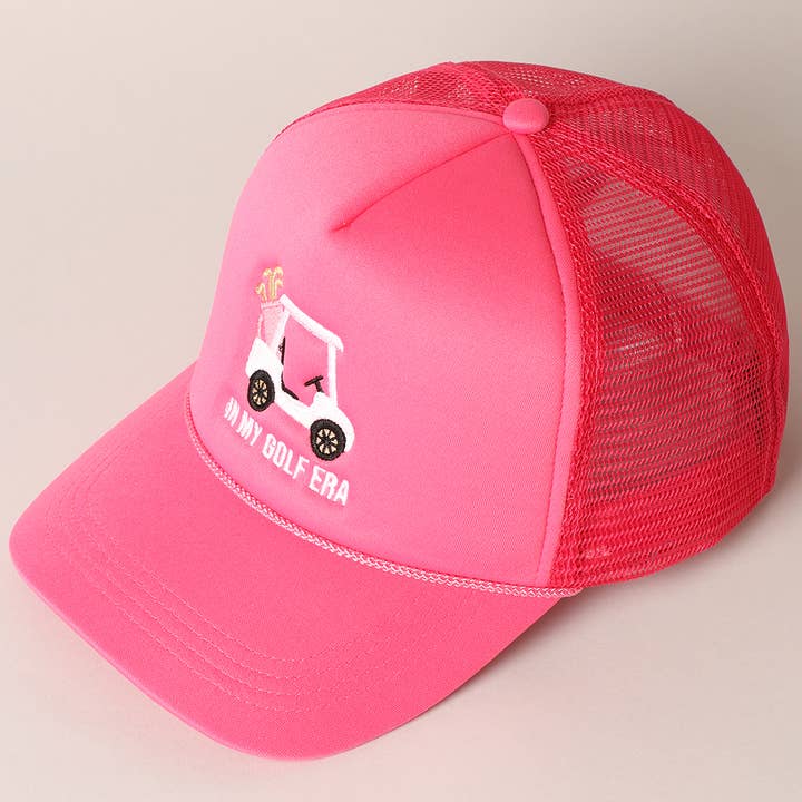 Fashion City - Wholesale Trucker Hat - Women's - Golf Cart and In My Golf Era Embroidery Trucker Hat