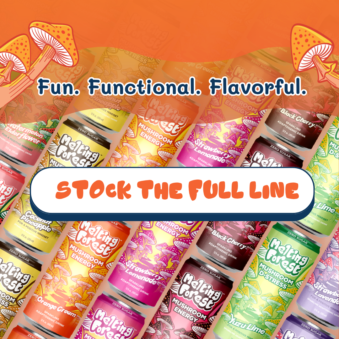Melting Forest - Venta al por mayor Bebida energética - Bebida Energética de Champiñones | Crema de Naranja | Adaptógeno9