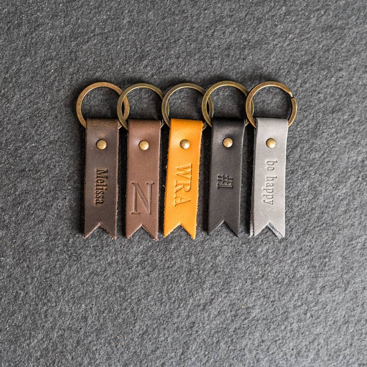 Flag Nøglering | Personlig Premium Lædernøglering | Tilpasset Nøglering | Lædergave Håndlavet i USA for engroshandel hos Ox & Pine