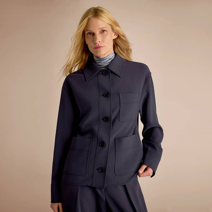 Veste Steffi - Crêpe Quotidien avec Surpiqûre :: Oxford pour la vente par M.M.LaFleur