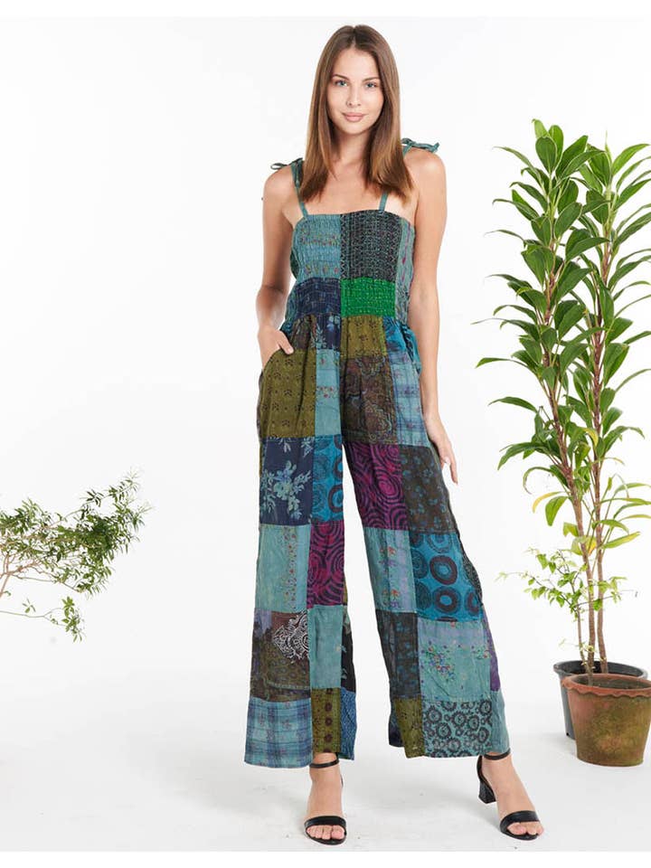Kathmandu Imports - Wholesale Overalls - Women's - WOMENS CLOTHING - PATCHWORK COTTON OVERALL(KT-1460)