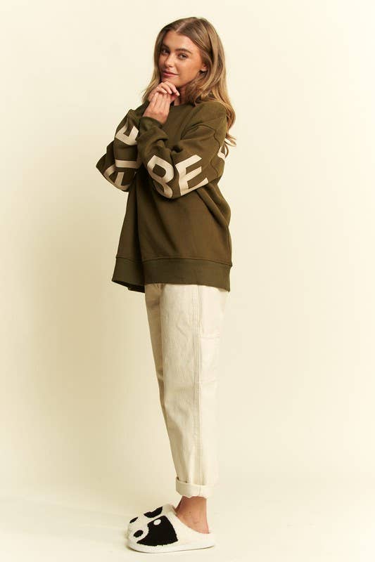 JADE BY JANE - Wholesale Graphic Sweatshirt - Women's - Be Yourself Love Yourself Printed Oversized Sweatshirt16