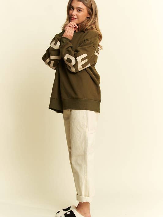 JADE BY JANE - Wholesale Graphic Sweatshirt - Women's - Be Yourself Love Yourself Printed Oversized Sweatshirt26