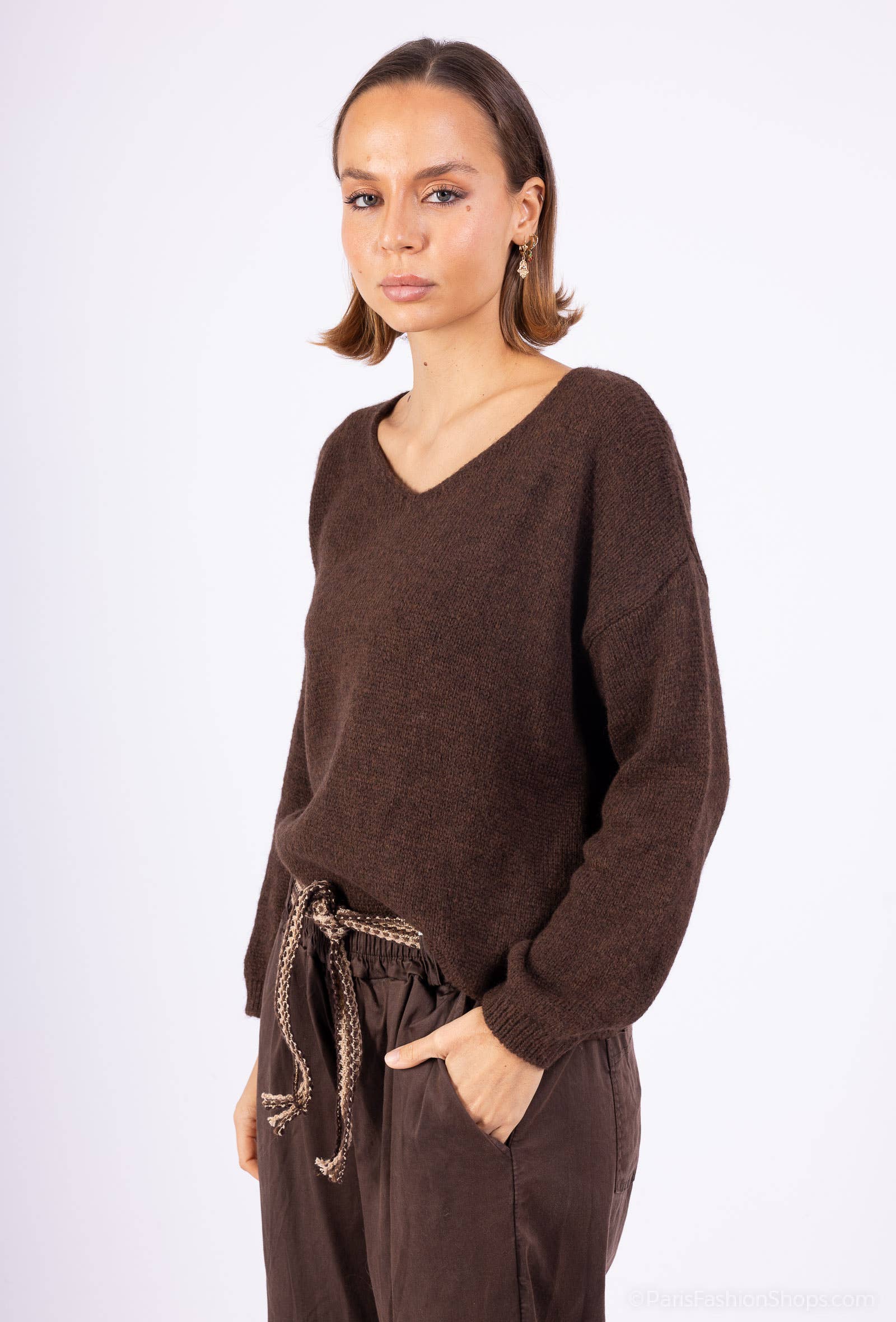 Mimi & Gogo - Vendita all'ingrosso Maglione tricot - Donna - Maglia A Motivi Soleggiata Sul Retro @35669_PulSoleil10