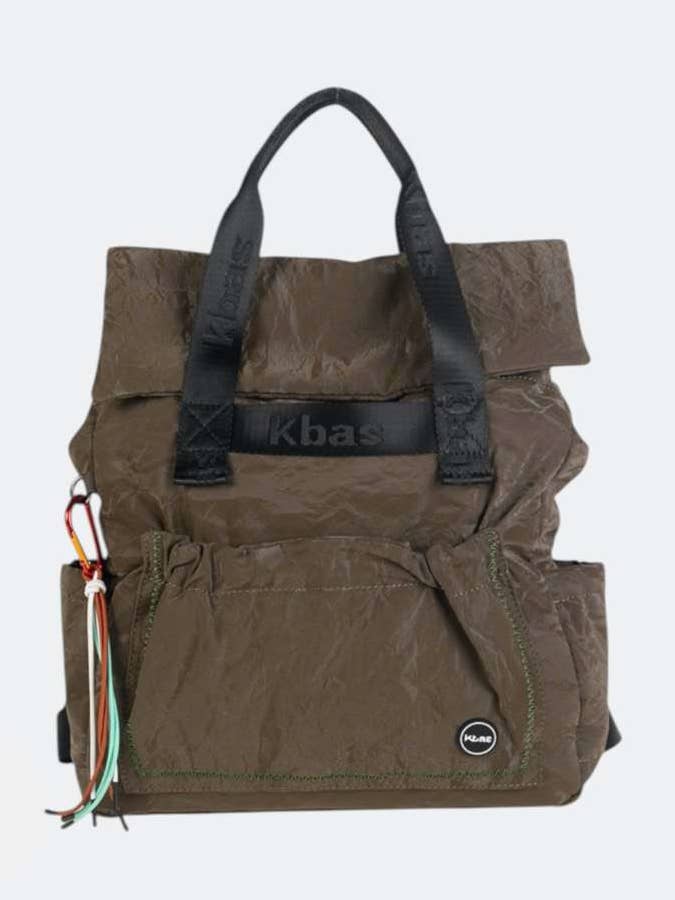 NYLON BACKPACK, WITH ZIPPER, KHAKI COLOR for wholesale by Kbas