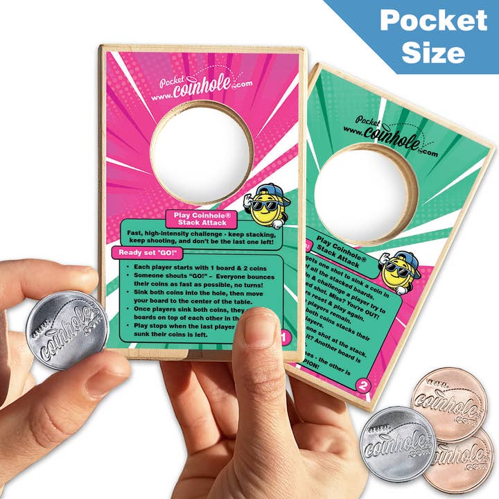 Official Stack Attack Rules POCKET Coinhole® for wholesale by Coinhole