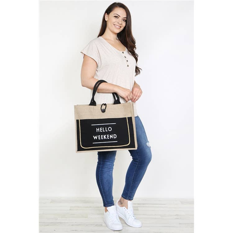 Pink Irene Wholesale - Wholesale Tote Bag - Women's - HELLO WEEKEND TOTE BAG3
